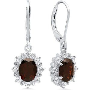 925 Sterling Silver Sunburst Oval Earrings